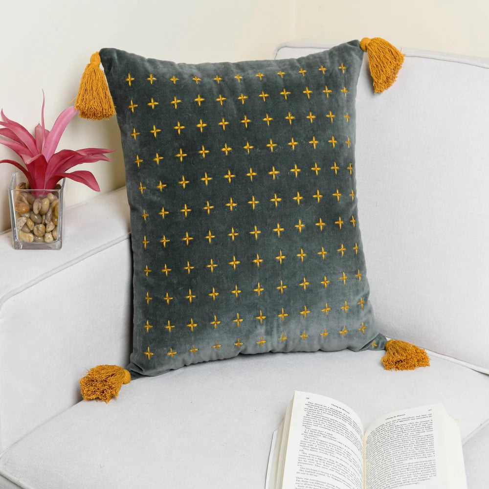 Grey Motif Hand Tufted Cushion Cover 50 x 50cms