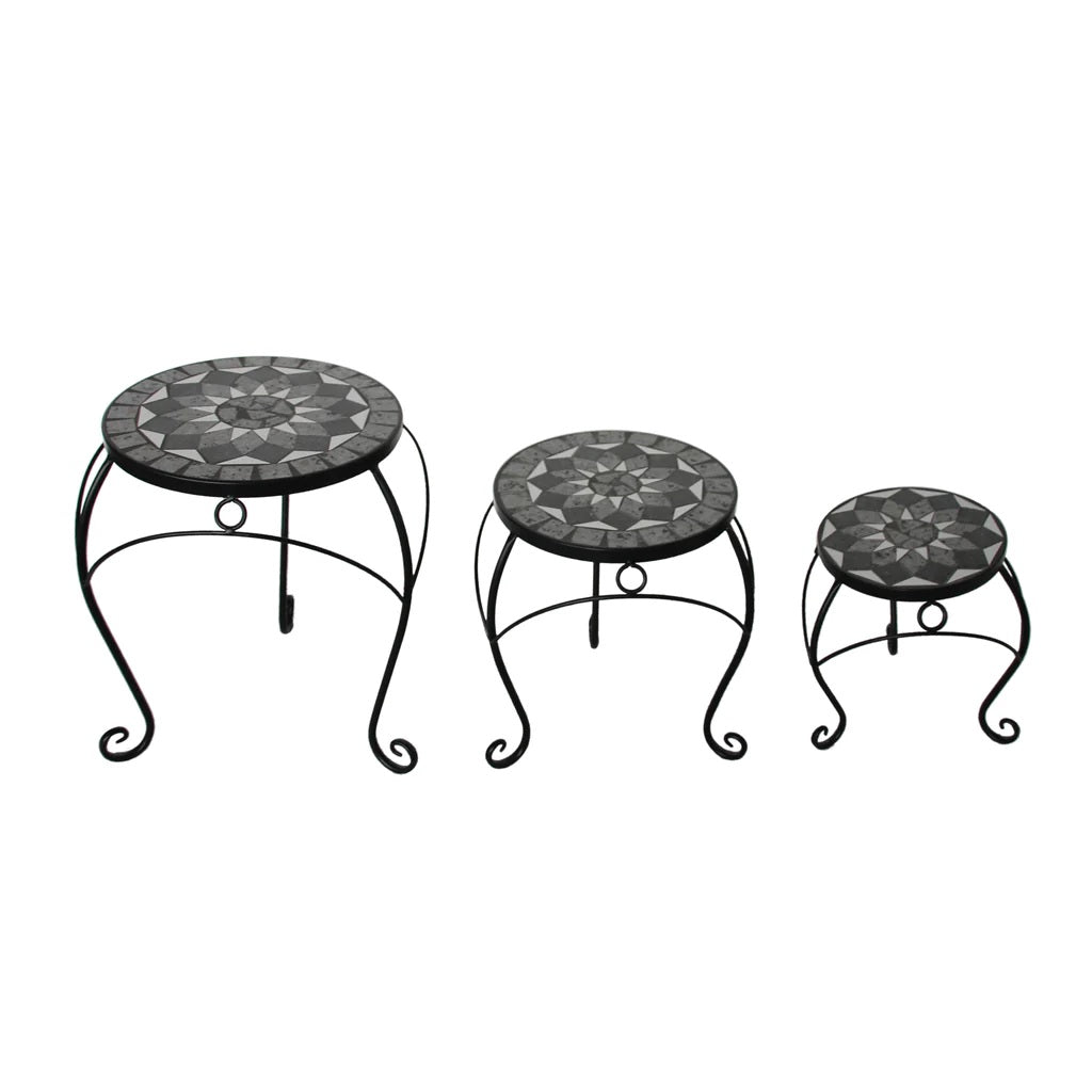 Grey Radiant Mosaics Outdoor Side Table - Set of 3