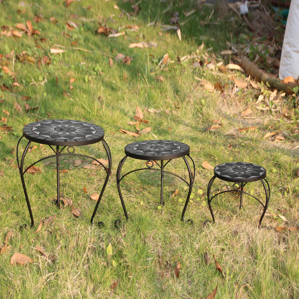 Grey Radiant Mosaics Outdoor Side Table - Set of 3