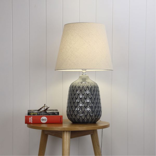 Grey Textured Ceramic Table Lamp