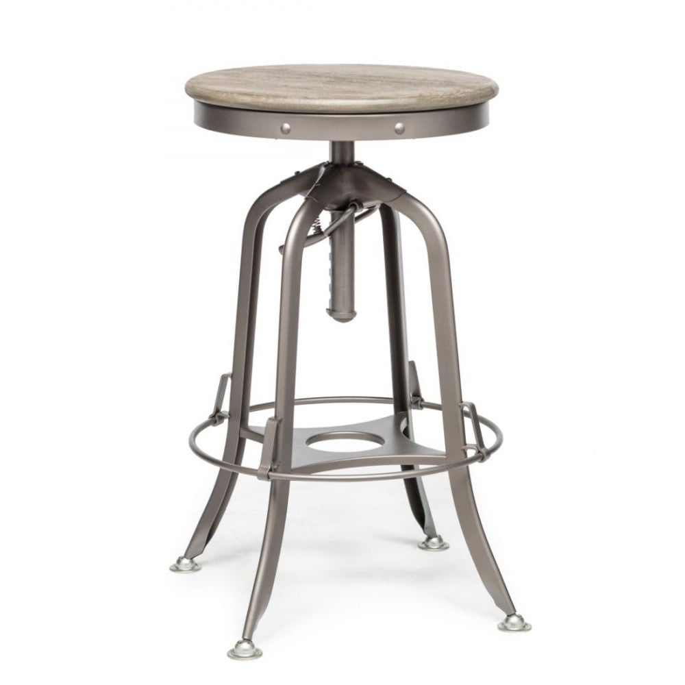 Hamptons Oak Wood Top Swivel Height Adjustable Bar Stool - Grey