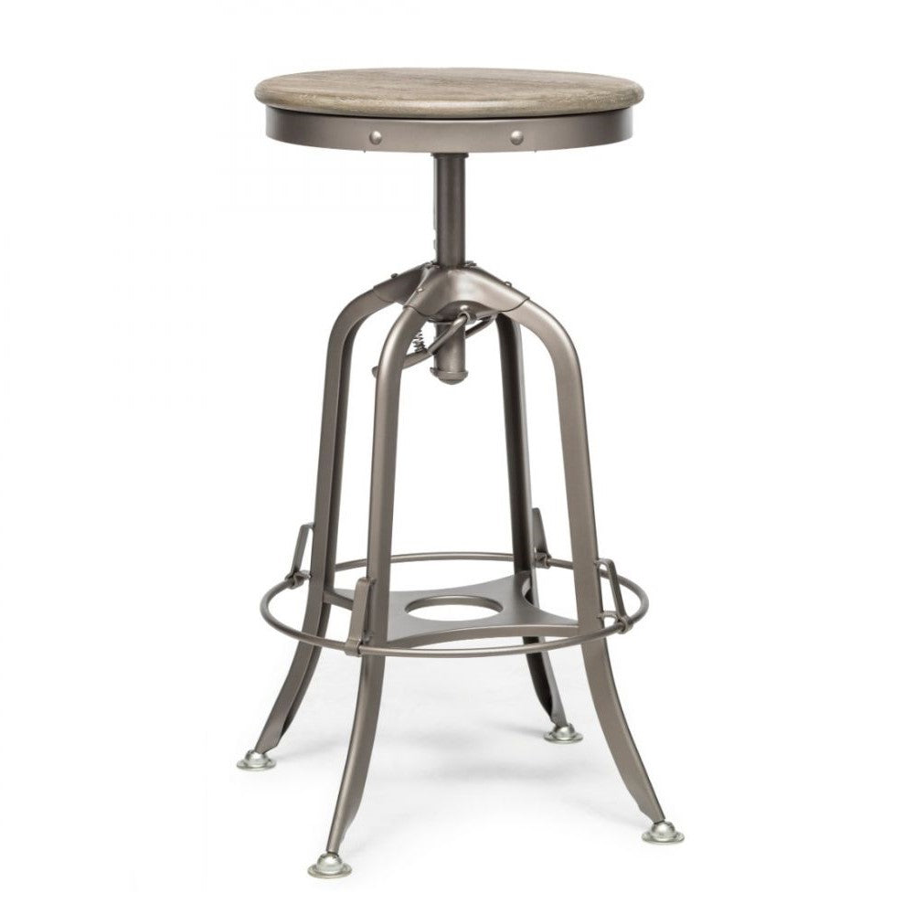 Hamptons Oak Wood Top Swivel Height Adjustable Bar Stool - Grey