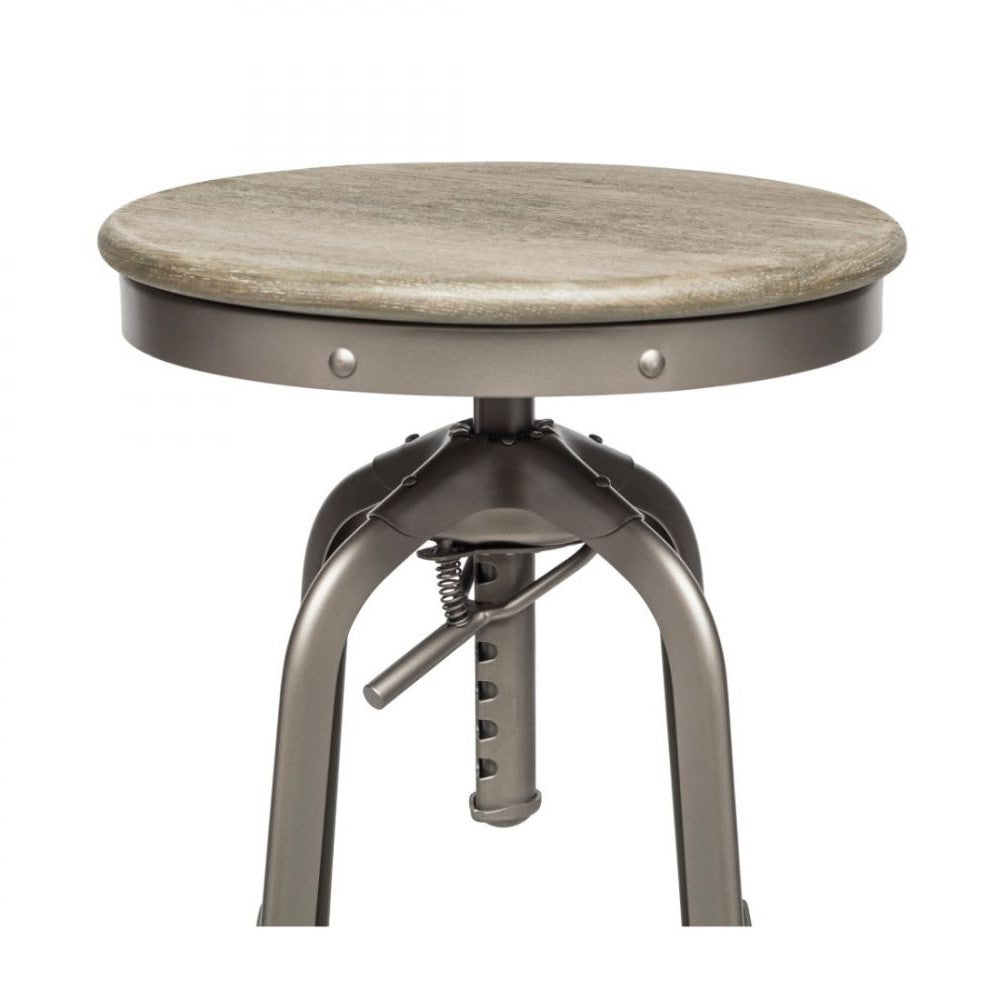 Hamptons Oak Wood Top Swivel Height Adjustable Bar Stool - Grey