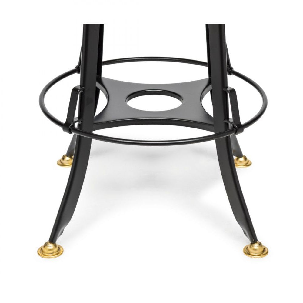 Hamptons Style Wood Top Swivel Height Adjustable Bar Stool - Gold / Black