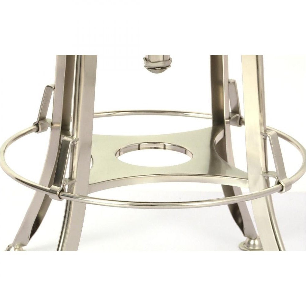 Hamptons Wood Top Swivel Height Adjustable Bar Stool - Nickel / Black