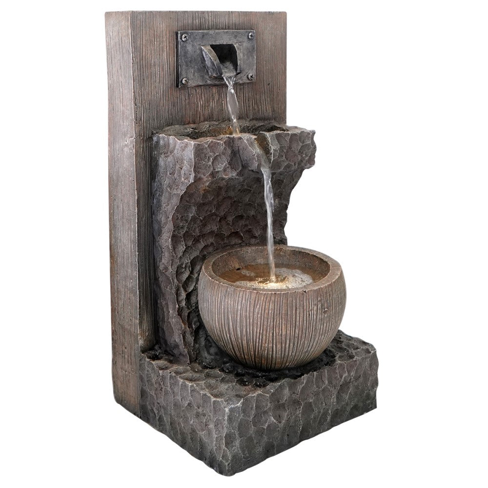 Hand Crafted Bowl Flow Resin Fountain Decor - 50cms