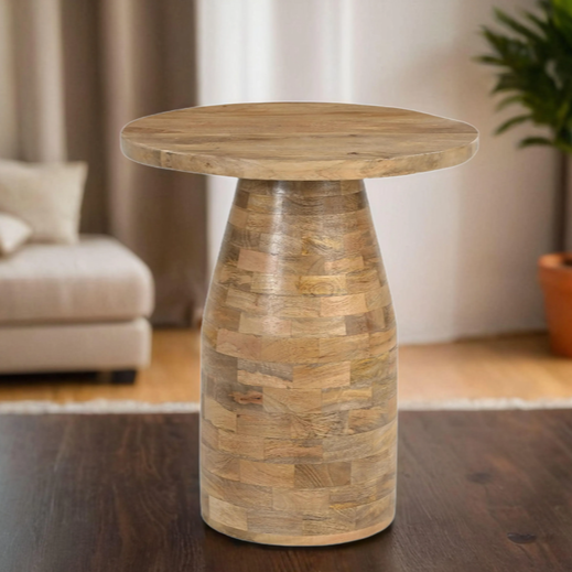 Hand Crafted Hardwood Side Table - Natural