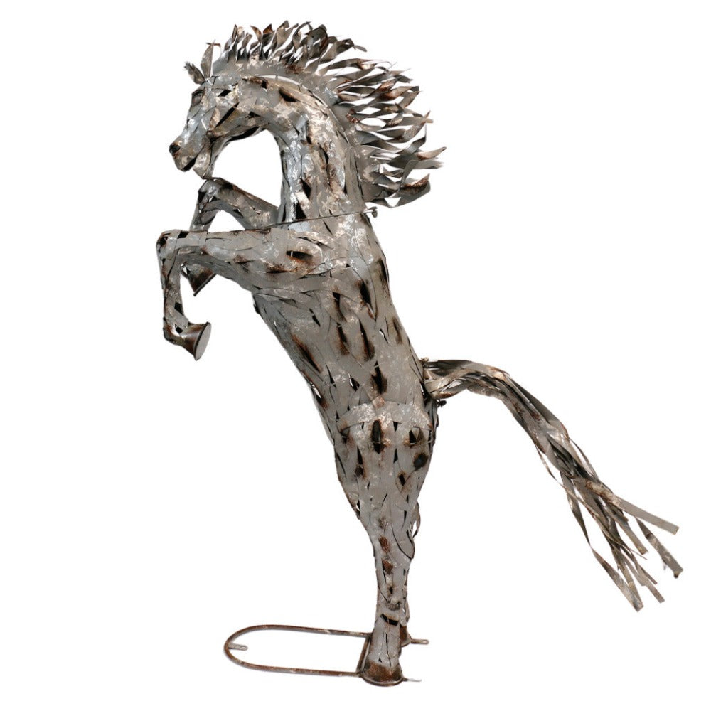 Hand Crafted Modern Silver Horse Sculpture