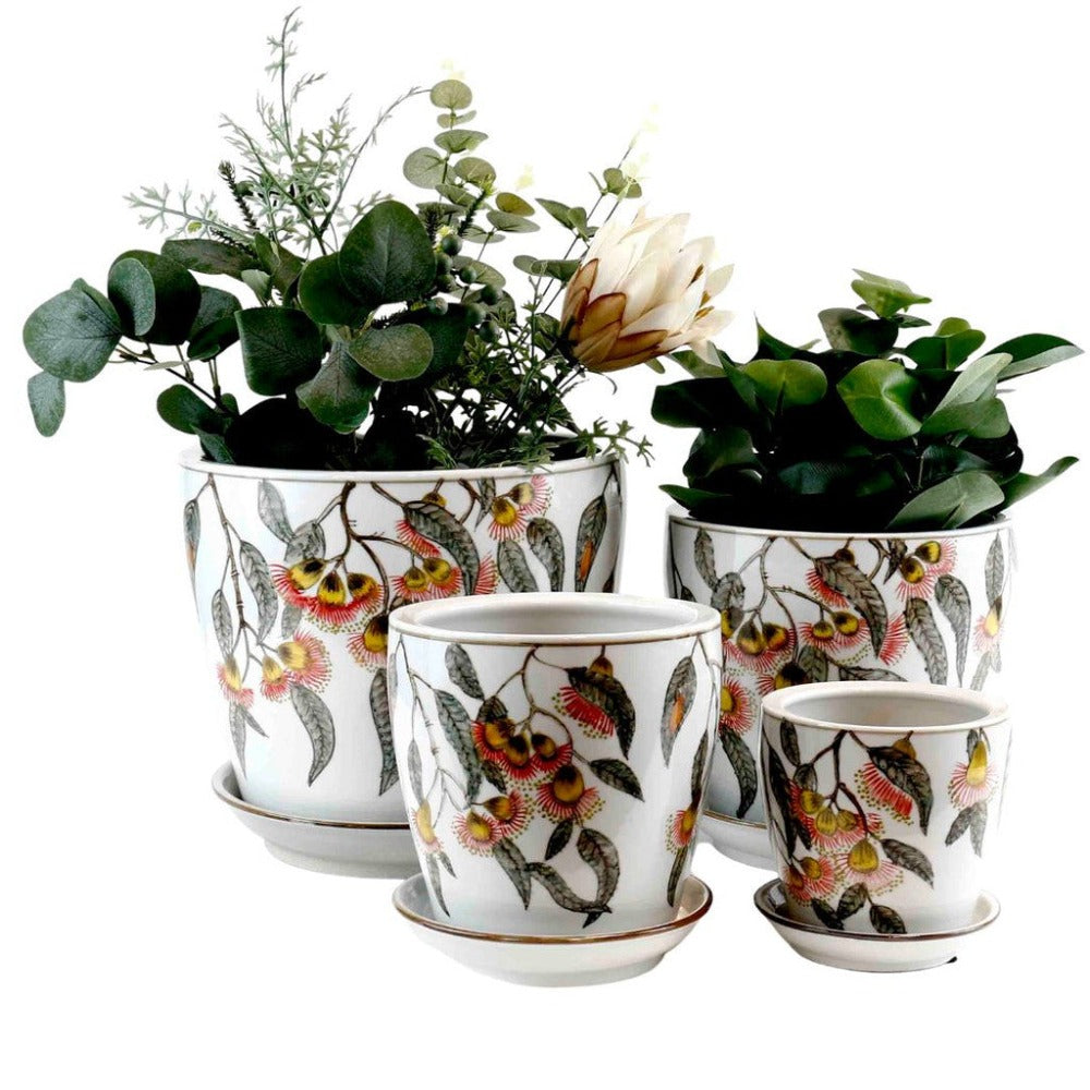 Hand Painted Silver Princess Ceramic Planters - Set of 4