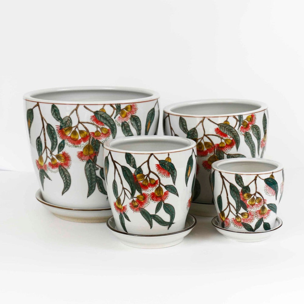 Hand Painted Silver Princess Ceramic Planters - Set of 4