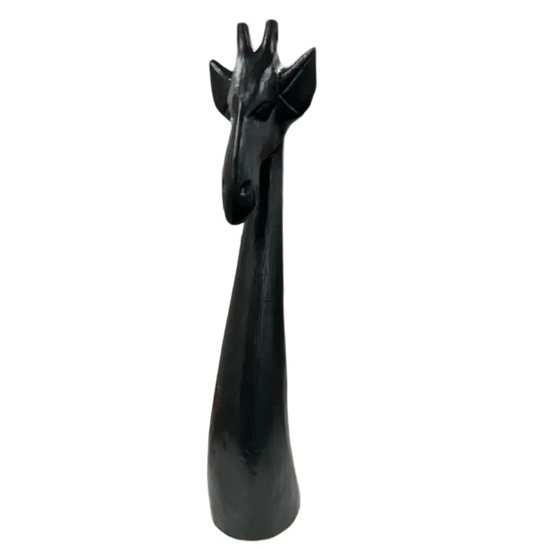 Handcrafted Black Giraffe Ornament - 11x11x49cms