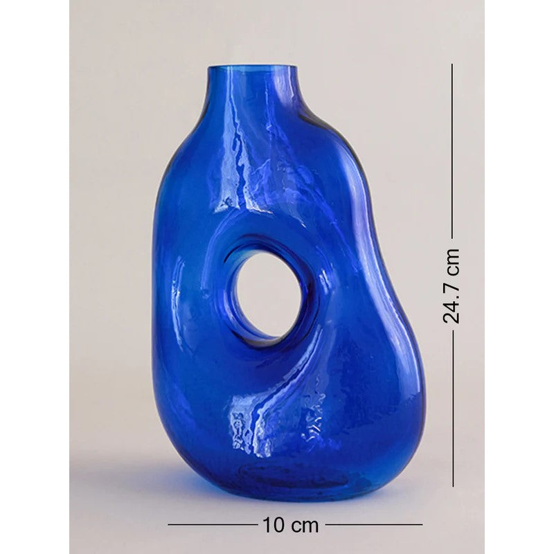 Handcrafted Caro Blue Glass Vessel