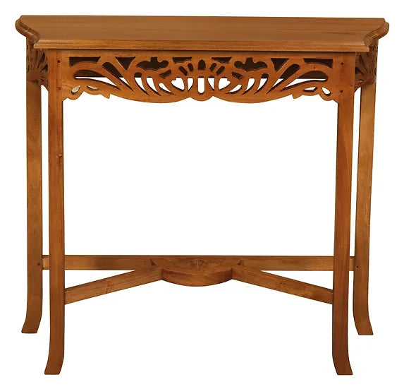 Handcrafted Carved Sofa Table - Light Brown