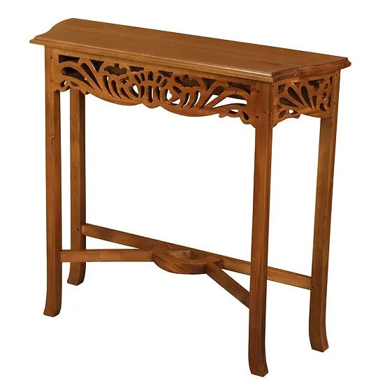 Handcrafted Carved Sofa Table - Light Brown