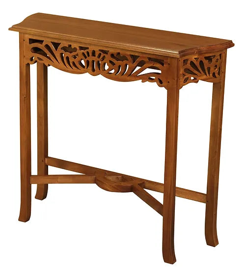 Handcrafted Carved Sofa Table - Light Brown