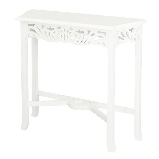 Handcrafted Carved Sofa Table - White