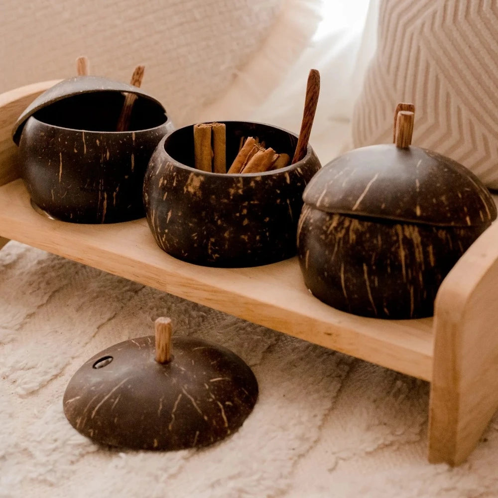 Handcrafted Coconut Spice Jar and Rack