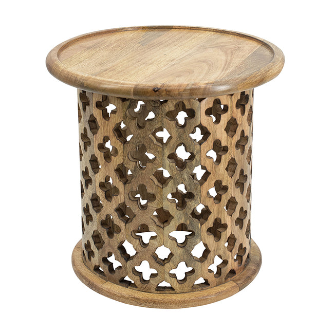 Handcrafted Jali Wood Side Tables - 2-Piece Set