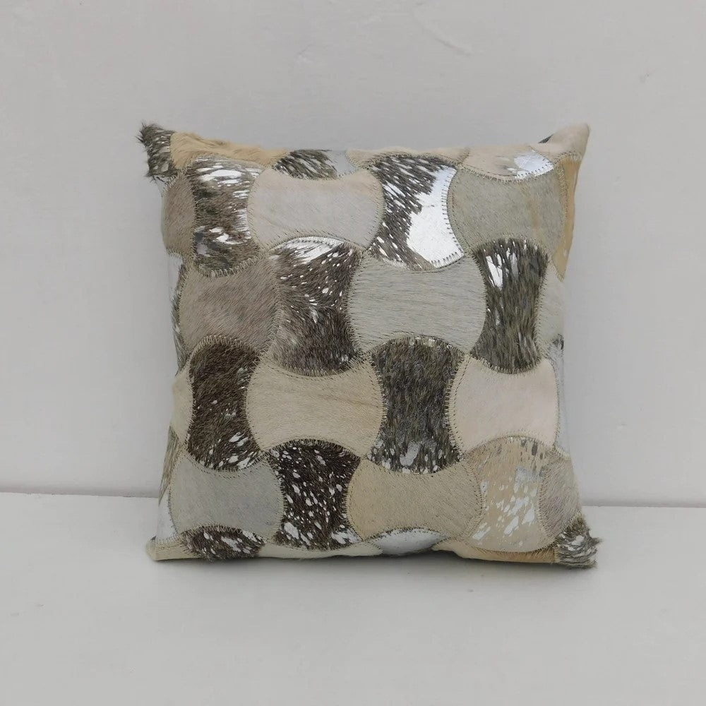 Handcrafted Cowhide Patched Cushion Cover 40 x 40cms