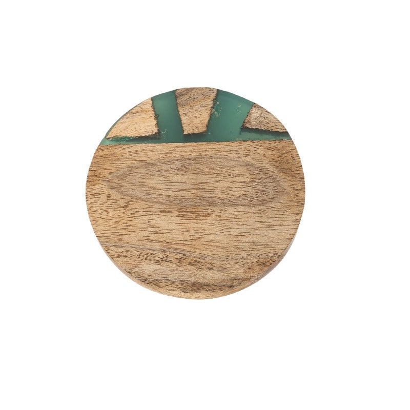 Handcrafted Mango Wood Burnt Coaster - 4 Pcs