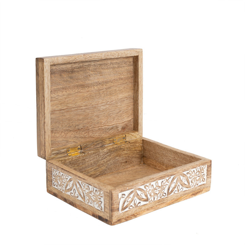 Handcrafted Mango Wood Carved Rectangular Box