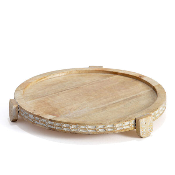 Handcrafted Mango Wood Round Footed Cake Stand - 30×3.5cms