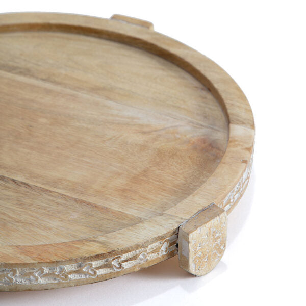 Handcrafted Mango Wood Round Footed Cake Stand - 30×3.5cms