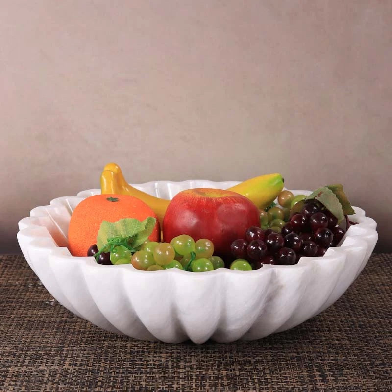 Handcrafted Marble Designer Fruit Bowl (Available in 2 Colors)