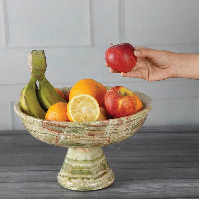 Handcrafted Marble Fruit Bowl With Stand (Available in 4 Colors)