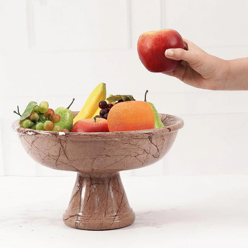 Handcrafted Marble Fruit Bowl With Stand (Available in 4 Colors)