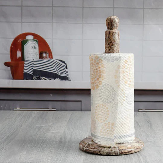 Handcrafted Marble Paper Towel Holder - Grey