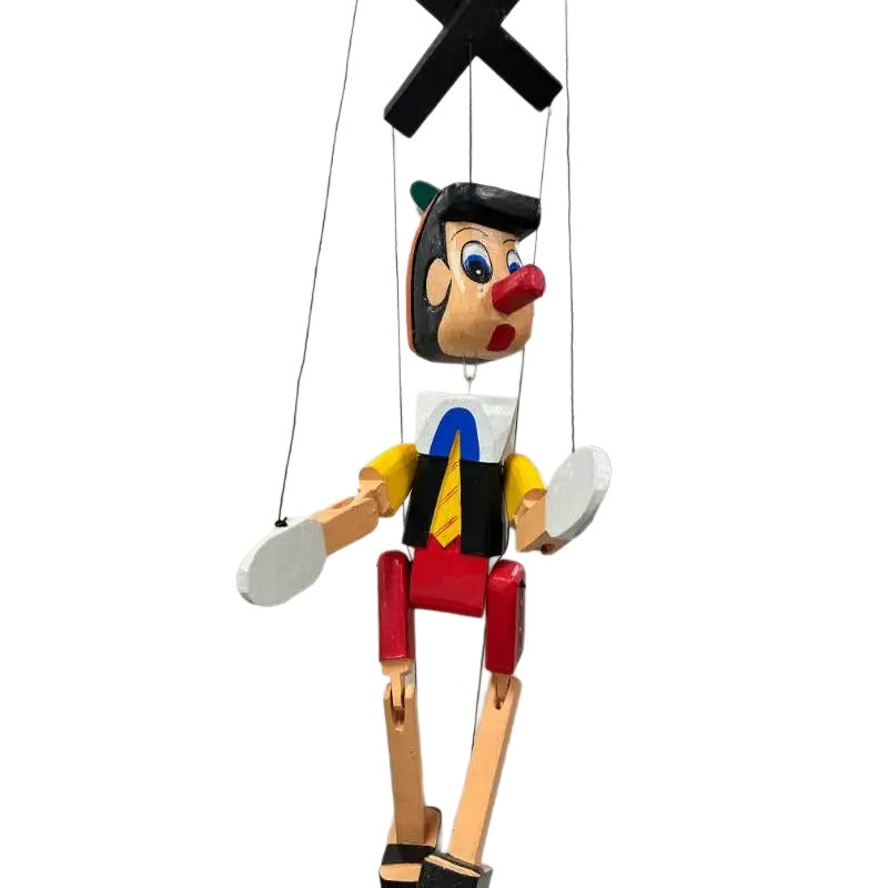 Handcrafted Pinnocchio Puppet on Strings - 20x15x70cms