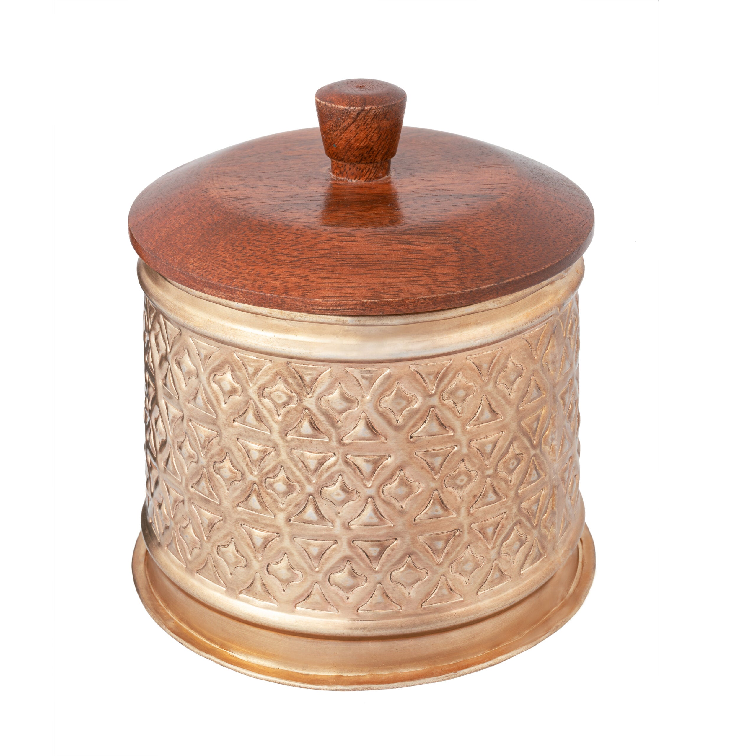 Handcrafted Round Metal Pressed Box - 14x14x14cms