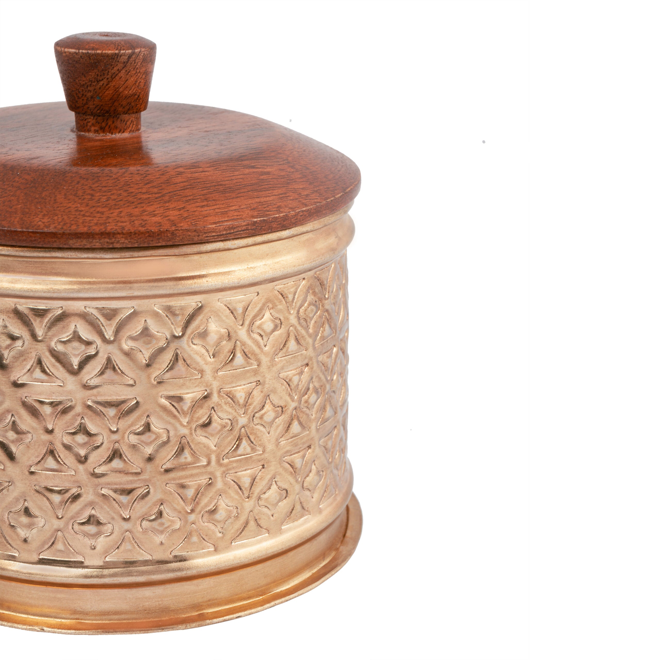 Handcrafted Round Metal Pressed Box - 14x14x14cms