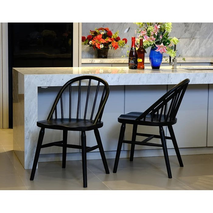 Handcrafted Solid Wood Dining Chair - Set of 2 - Black