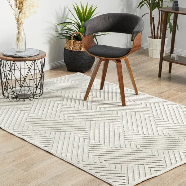 Handcrafted Texture York Cindy Natural White Rug - 230x160cms