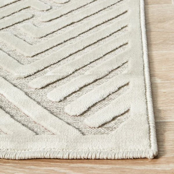 Handcrafted Texture York Cindy Natural White Rug - 230x160cms