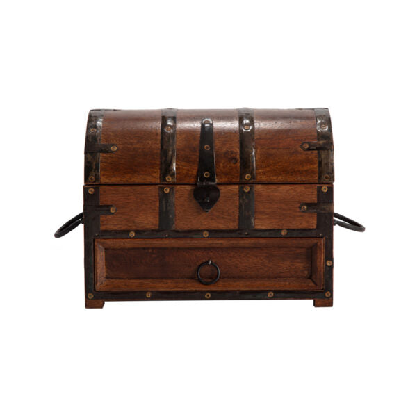 Handcrafted Treasure Chest Box with Drawer - 30x18x23cms