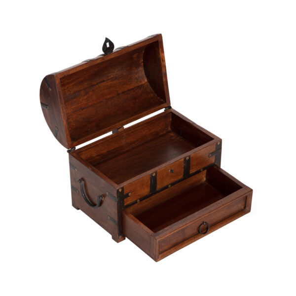 Handcrafted Treasure Chest Box with Drawer - 30x18x23cms