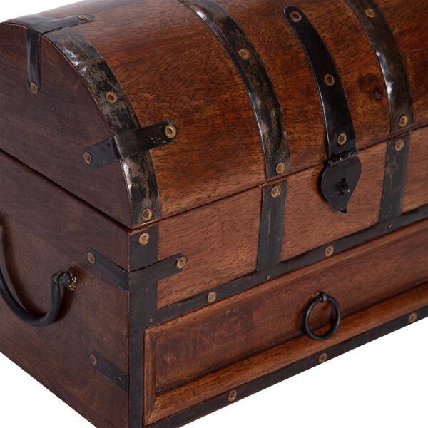 Handcrafted Treasure Chest Box with Drawer - 30x18x23cms