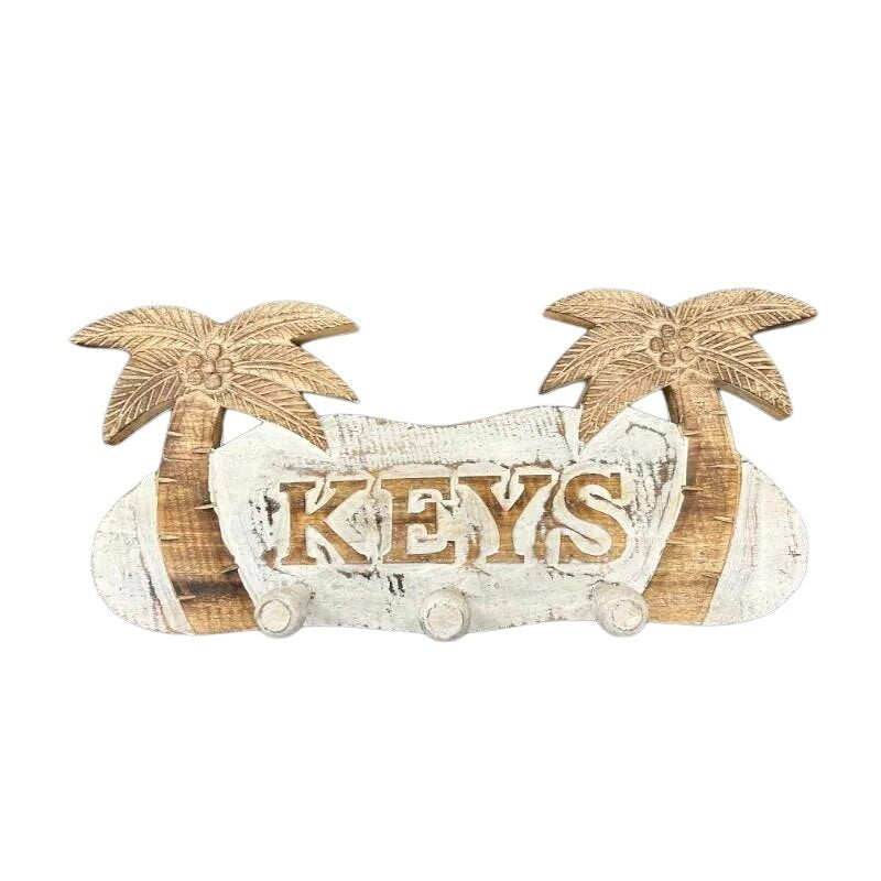 Handcrafted Wall Key Holder with palm Trees - 40x6x18cms