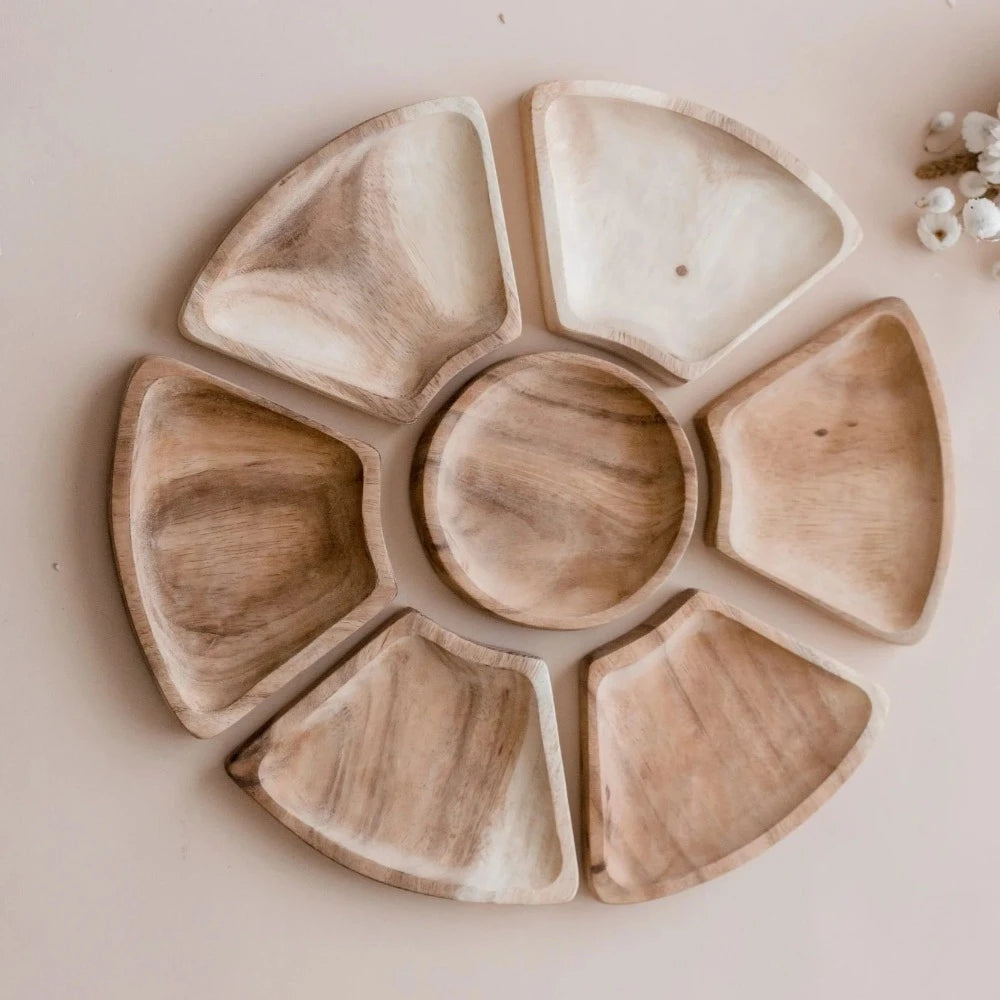 Handcrafted Wood Flower Trays - Set of 6