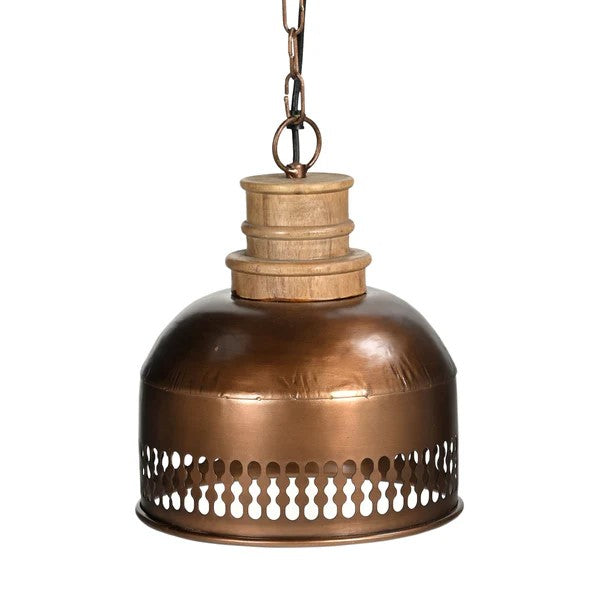 Handcrafted Wood & Copper Lamp