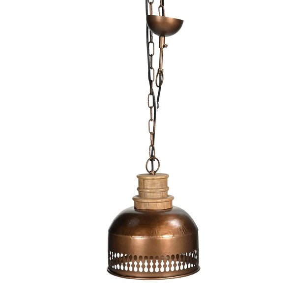 Handcrafted Wood & Copper Lamp