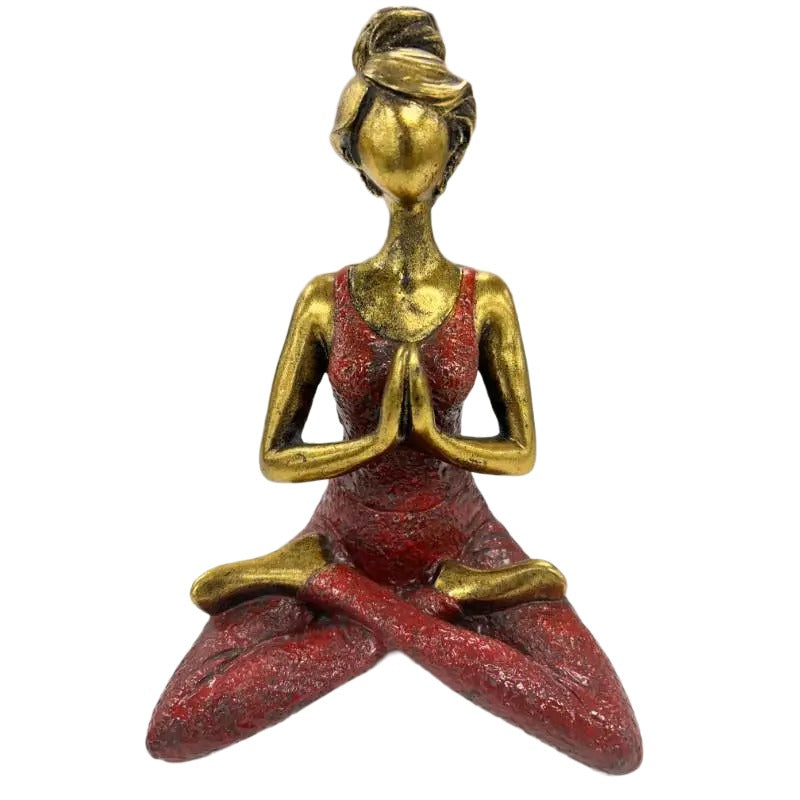 Handcrafted Yoga Lady in Red - 17x13x23cms