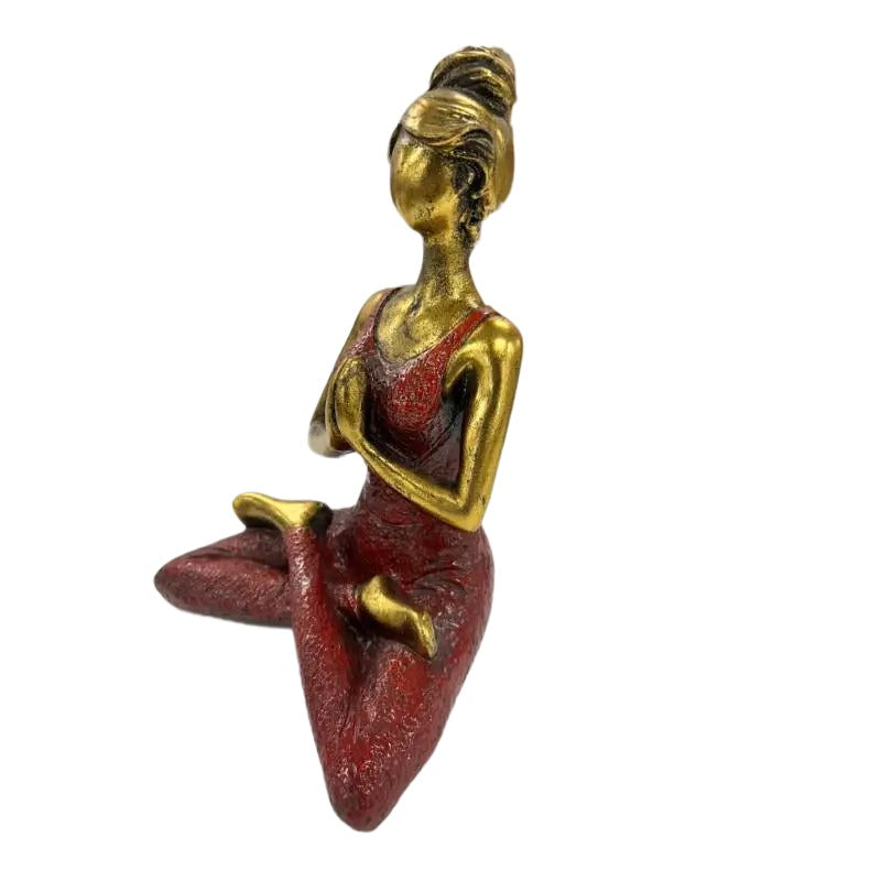 Handcrafted Yoga Lady in Red - 17x13x23cms