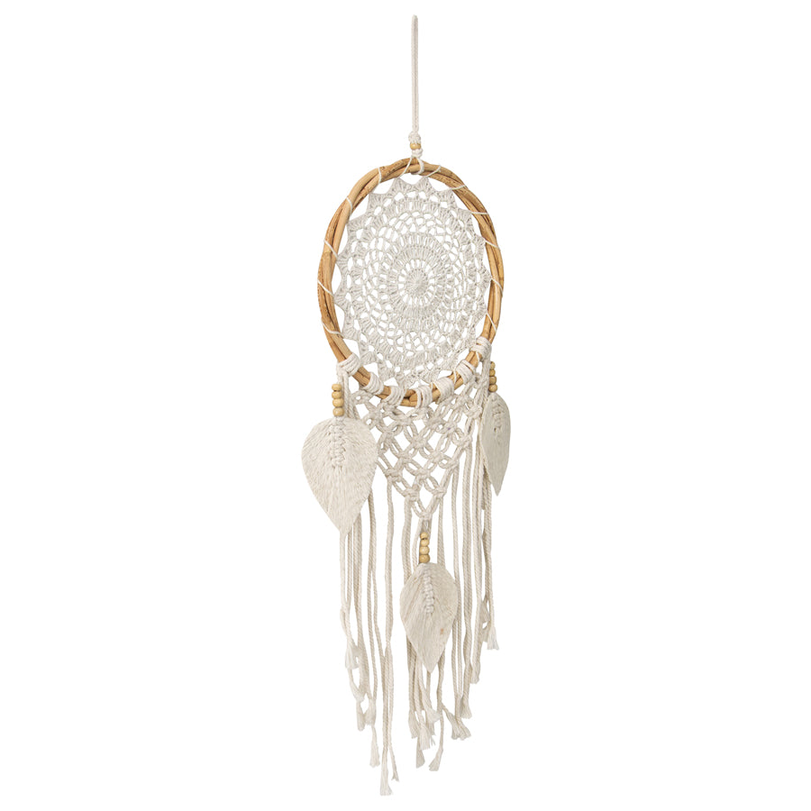 Handmade Boho Dream Catcher with Leaf Shaped Tassel