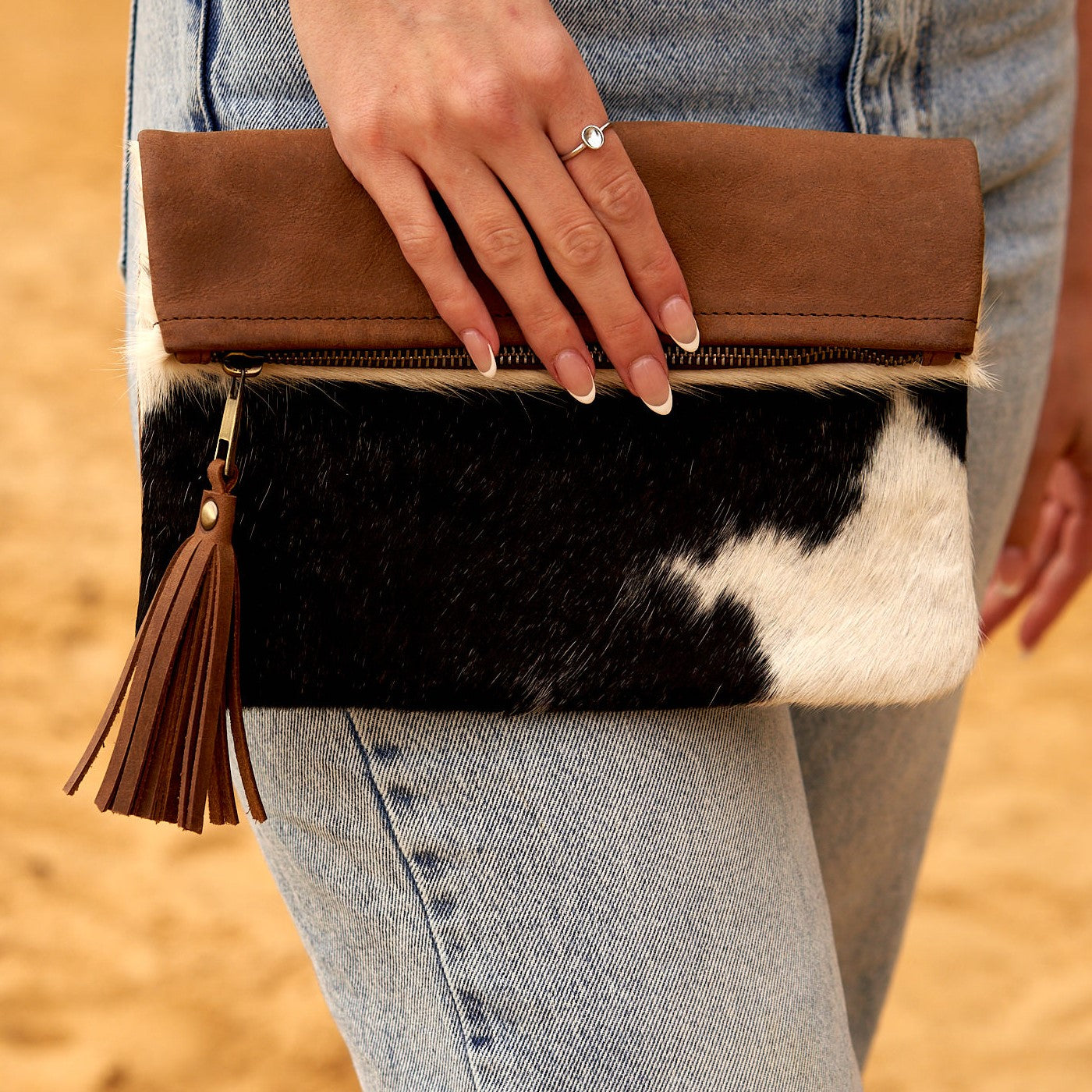 Handmade Cowhide Leather Clutch Bag