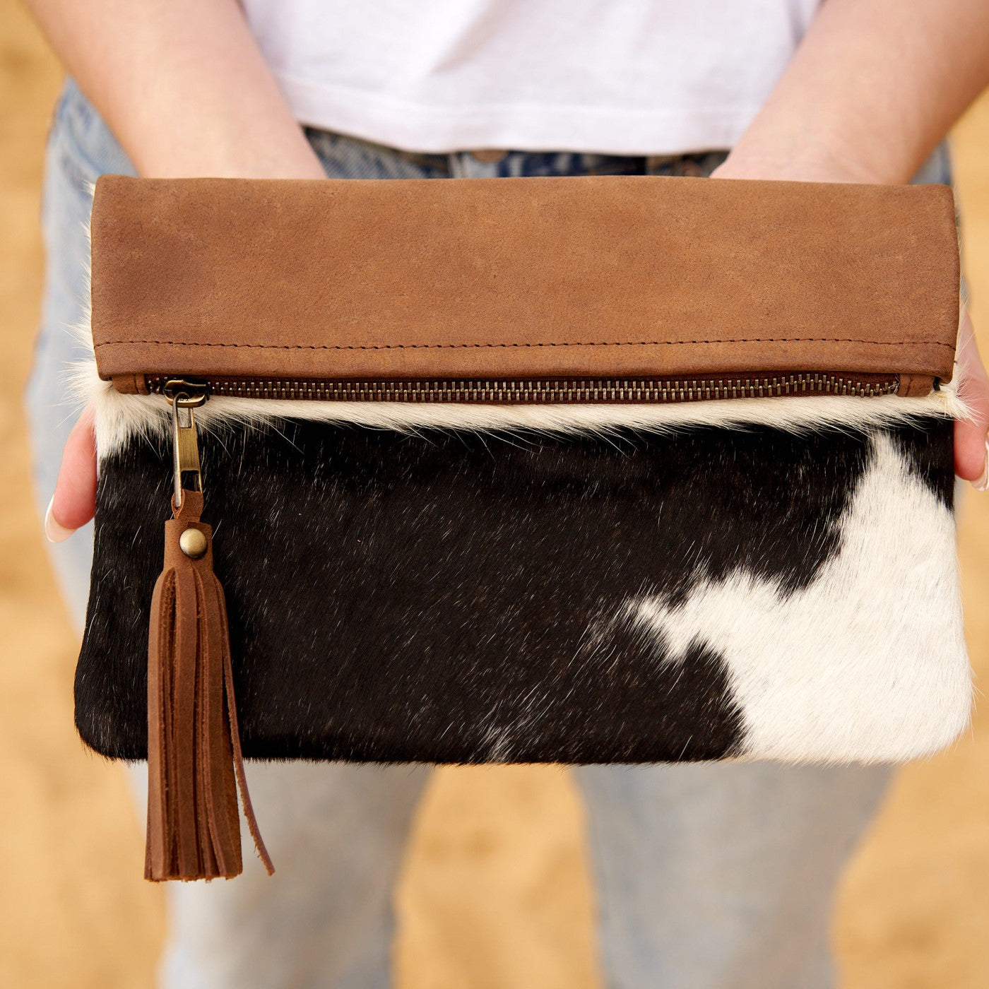 Handmade Cowhide Leather Clutch Bag