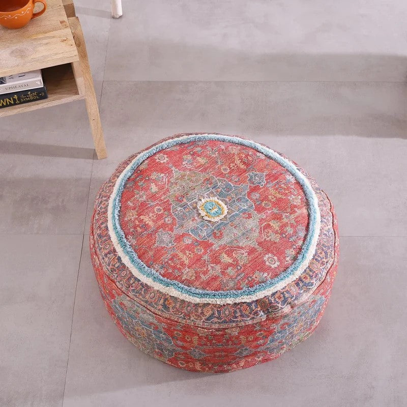 Handmade Crafted Round Ottoman Cover